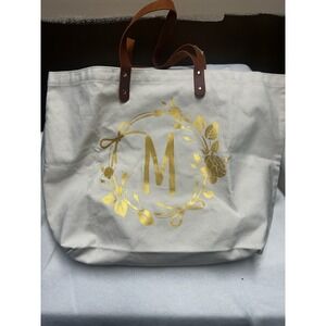 Monogramed M Canvas Tote‎